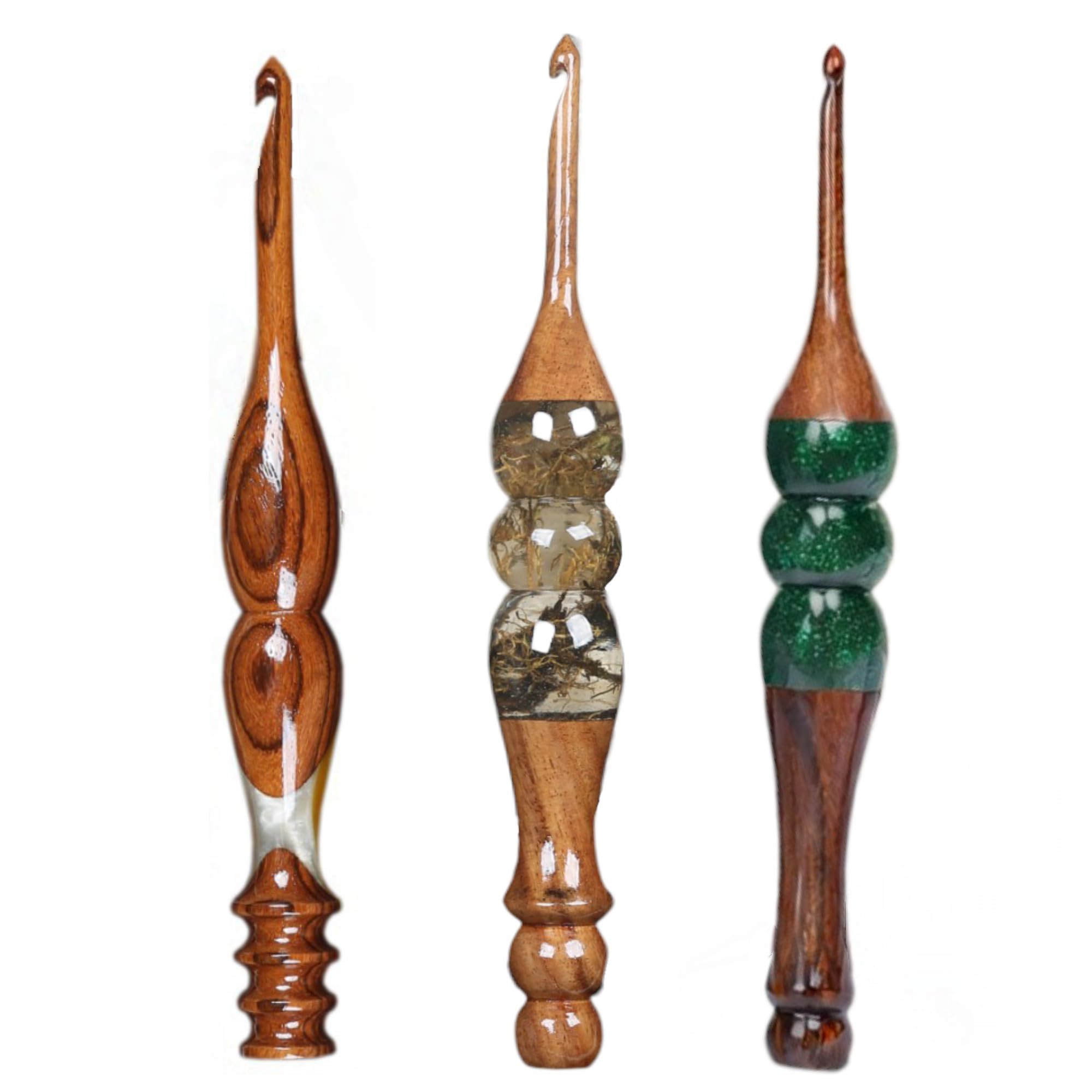 Luxury Creation Handcrafted Wooden Crochet Hooks Set (2mm, 3mm, 4mm) | Ergonomic Resin Handle | Smooth Finish Knitting Needles | DIY Craft Tool for Beginners & Professionals Set of 3-image-17