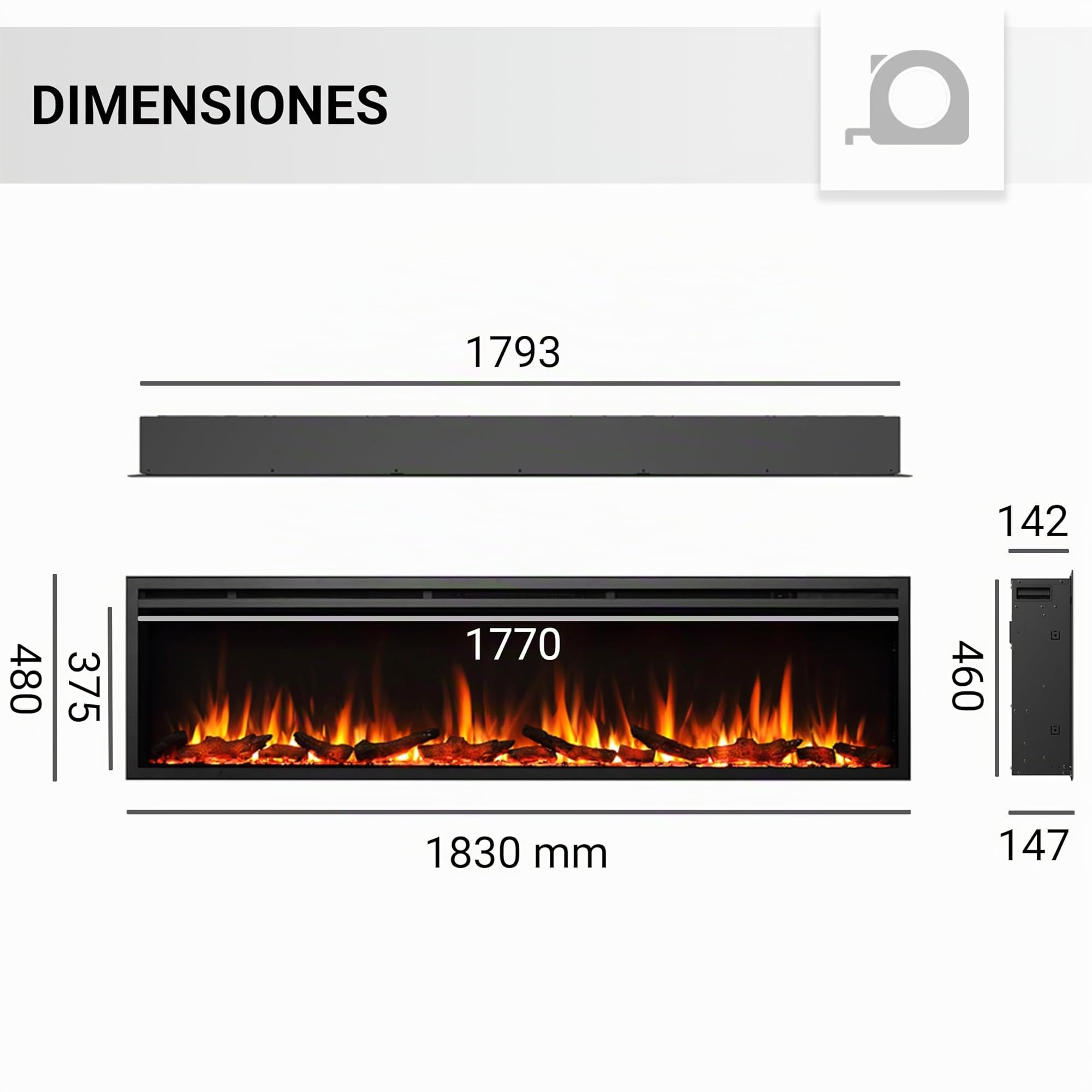 BALDERIA Atalanta 72 Chimenea electrica empotrable