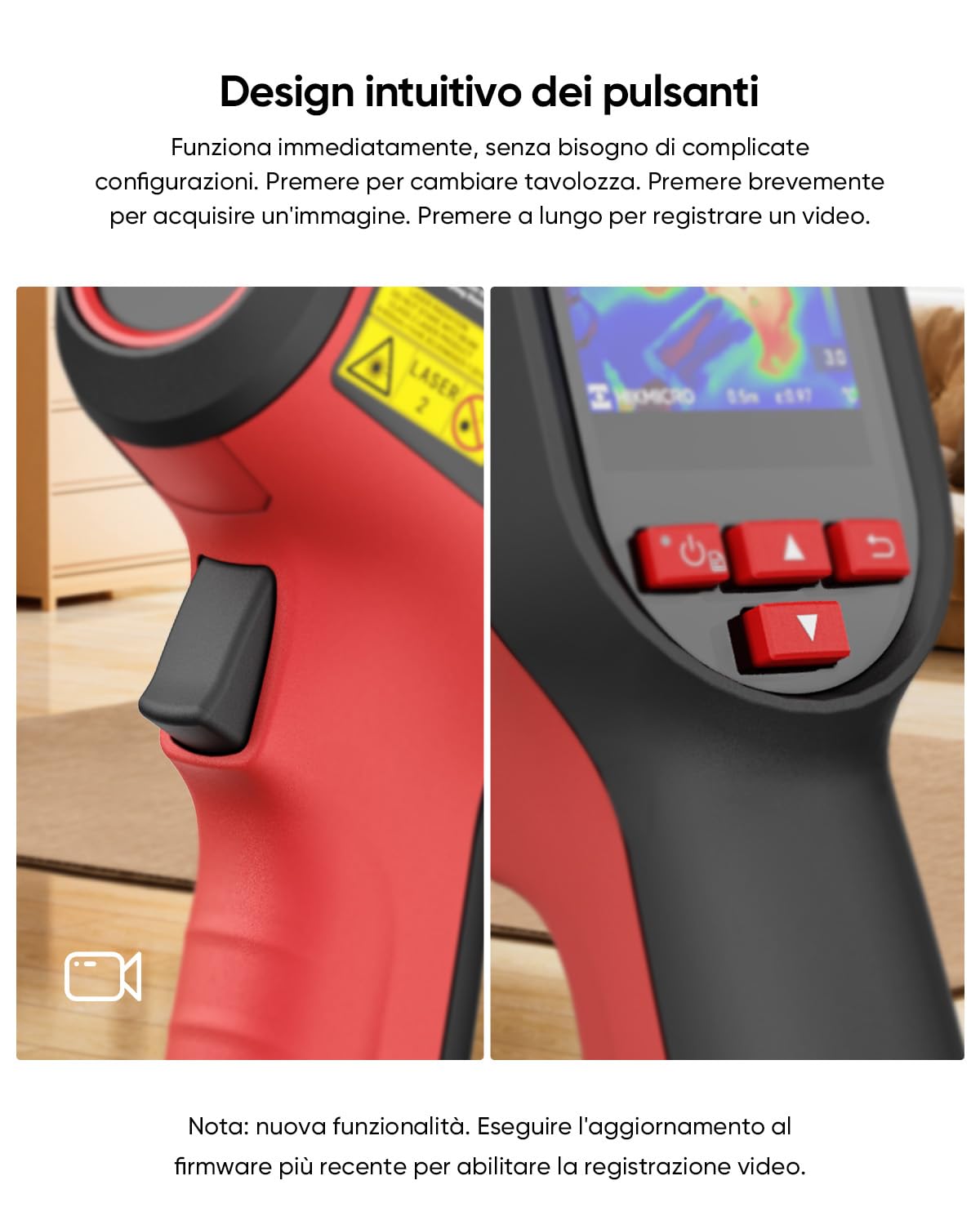 Termocamera HIKMICRO E02, SuperIR risoluzione IR 240x240 con termocamera visibile, termocamera portatile con puntatore laser, frequenza di refresh 20Hz, range di misurazione da -20°C a 400°C