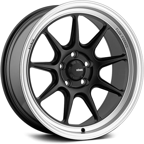 Konig Ruedas de contragrama de aluminio negro mate (1 x 1. pulgadas5 x 1 pulgadas de desplazamiento)
