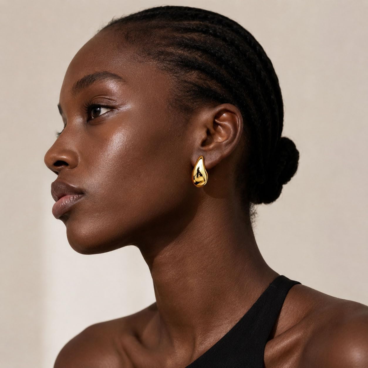 Gold Teardrop Earrings for Women, 14K Gold Plated Silver Post Statement Drop Hoop Earrings Trendy Fashion Jewelry Gifts