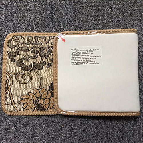 Soloom Non Slip Stair Treads Carpet Set of 7 Blended Jacquard Indoor Skid Resistant Stair Tread Rugs Rubber Backing,26"x10",Beige - Thumbnail 2