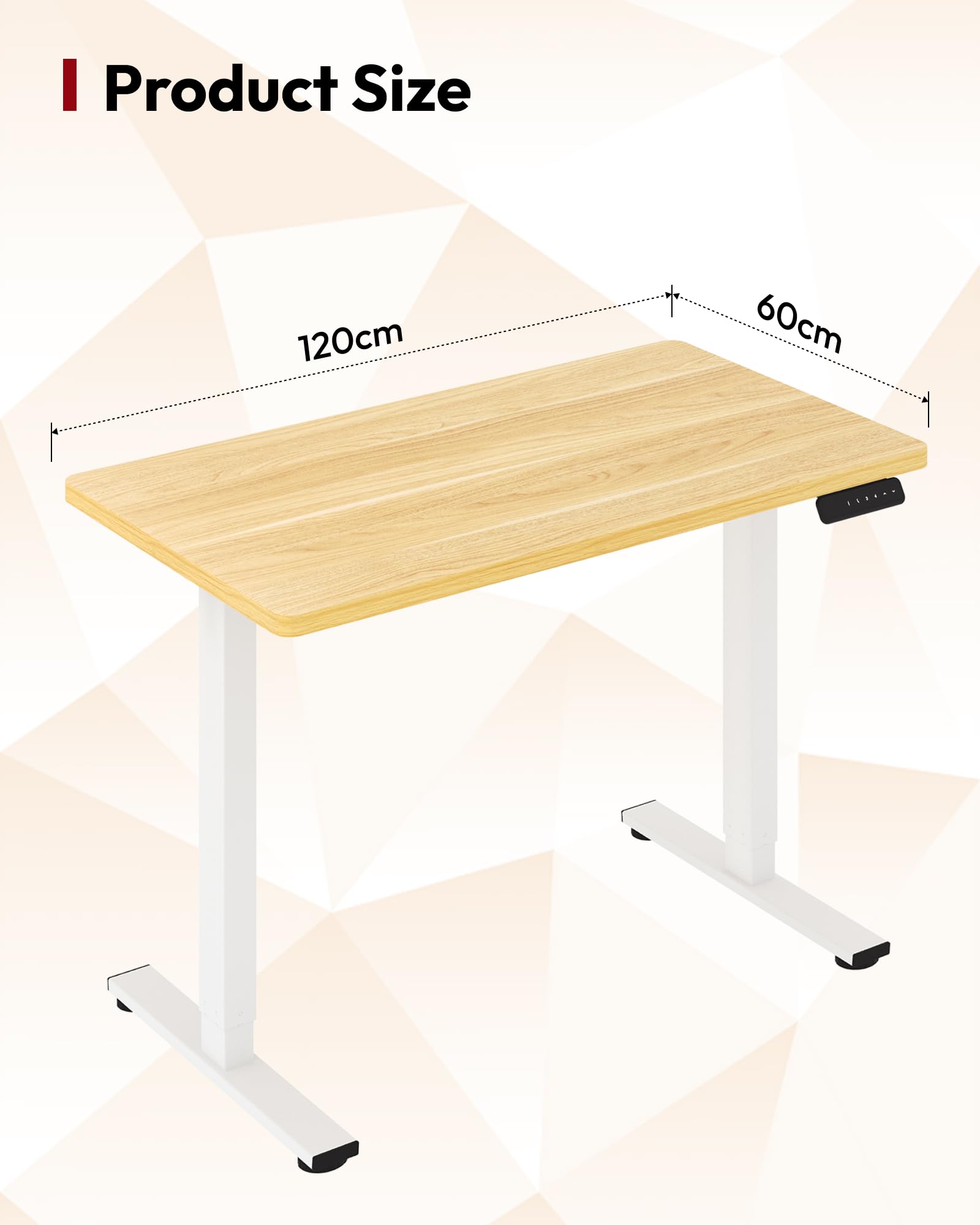 SANODESK Höhenverstellbarer Schreibtisch mit EINTEILIGER Tischplatte | kein Spalt, kein Kompromiss, Ihr Smarter Partner für ergonomisches Arbeiten zu Hause 120 x 60 cm (Ahorn)