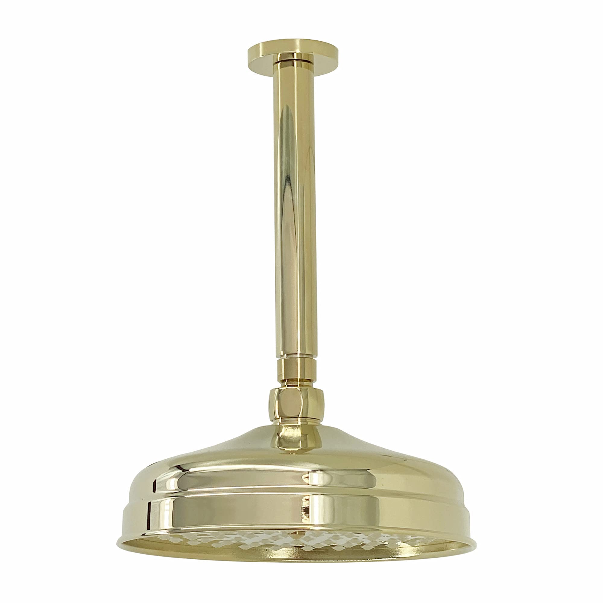 Enki Gold Traditional Bathroom Ceiling Mounted Swivel Ball Joint Round Power Rainfall Fixed Shower Head Mixer Unit & Arm 200mm from B&Q