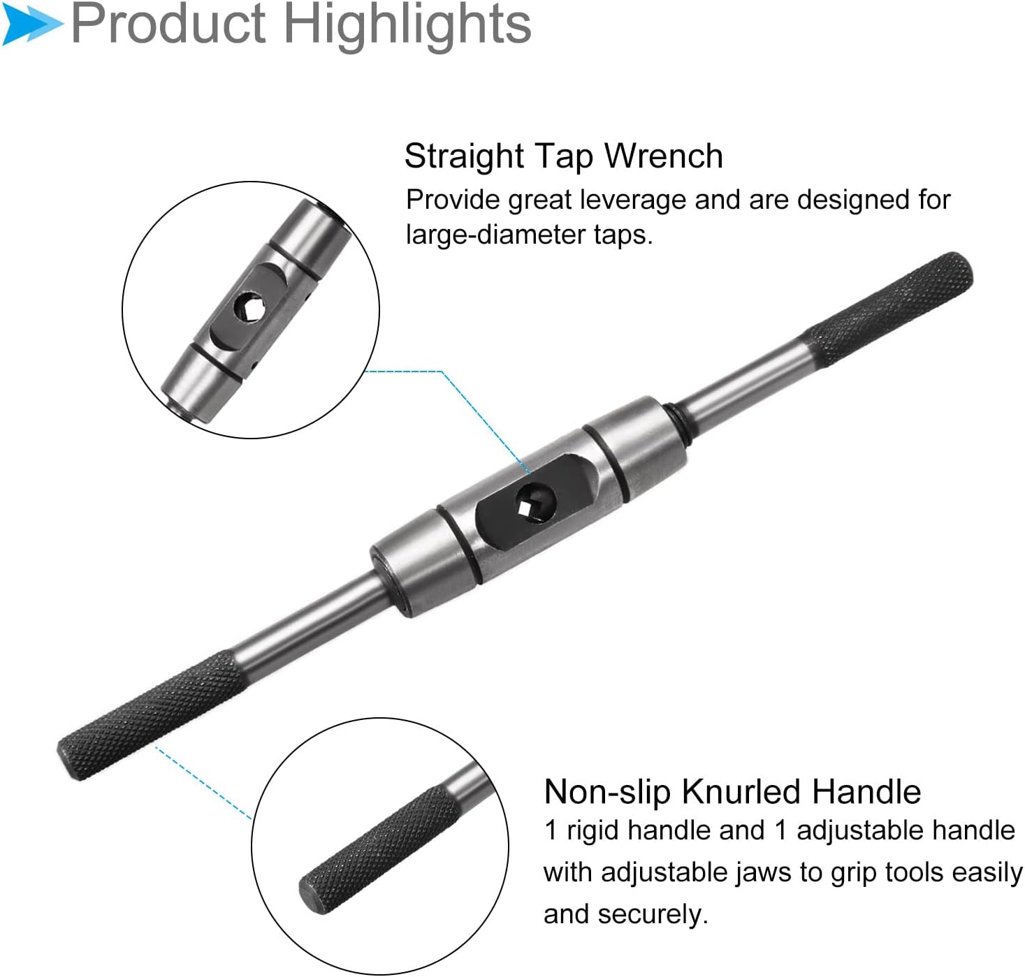 Tap Wrench Handle, Fit M4-M10 Taps Size, Steel Handle Die-casting Body Adjustable Single End Wrench Reamer Tapping Hand Tool - (Applications: for Tapping Operations)