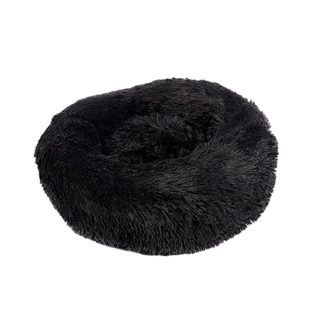 YOUCAI Puppy Bed for Medium Small Dogs Cats Non-Slip Bottom Fluffy Calming Kitten Bed for Small Dog and Puppy Plush Cuddler Pet Bed Round Plush Dog Bed,Black,120cm