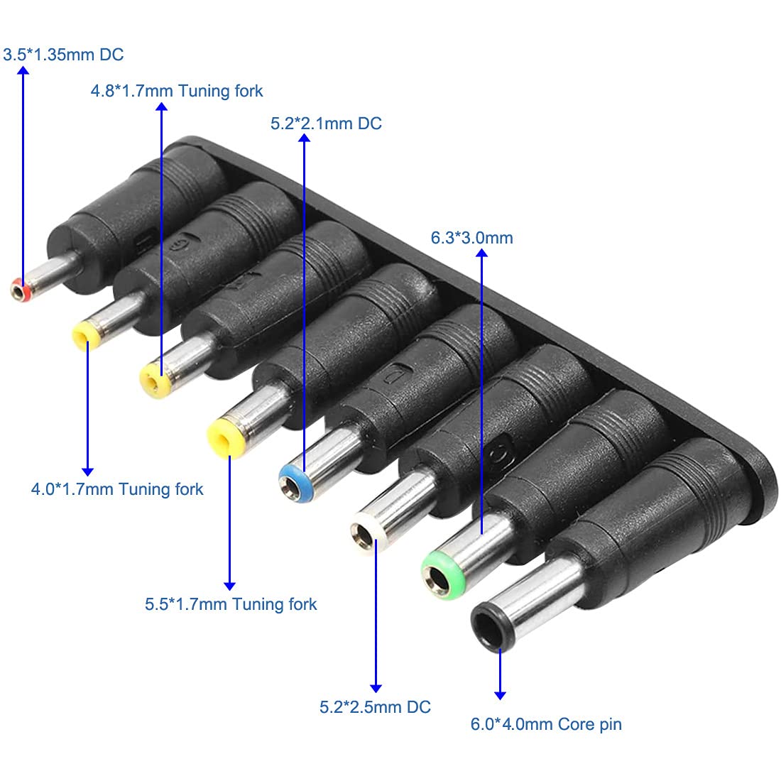 Guuzi 10 Pezzi Spine DC Universali 5,5 mm x 2,1 mm Femmina a Maschio Adattatore Jack Connettore Suggerimenti per Alimentazione Laptop