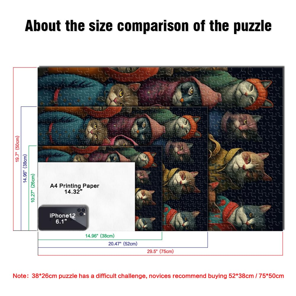 Halloween Cat Jigsaw Puzzle For Adults – 1000 Pieces, Cartoon Style, 30x20 Inches - View #10