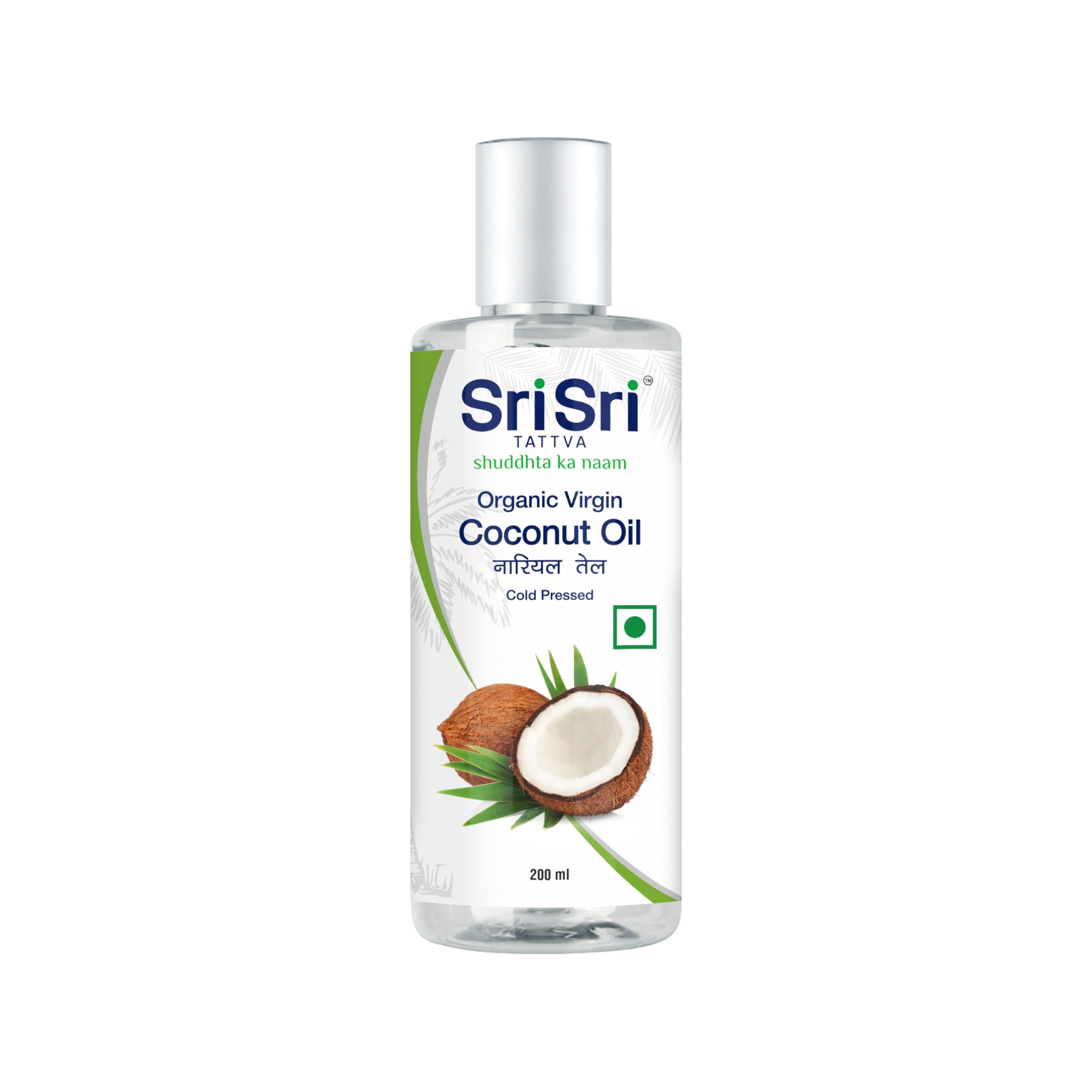 Sri Sri TATTVA shuddhta ka naam Organic Virgin Coconut Oil, 200Ml (Pack Of 2) - Cold Pressed, Natural, Pure Coconut Oil For Healthy Hair And Skin Care - Suitable For Cooking