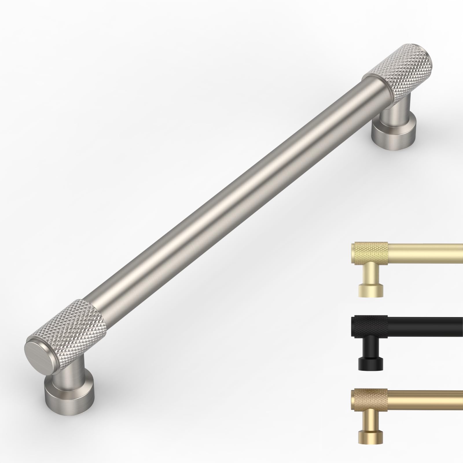9BUILD 160MM Hole Center Modern Brushed Satin Nickel Cabinet Handles (10 Pack, Metal, Nickel Plating) — image 1