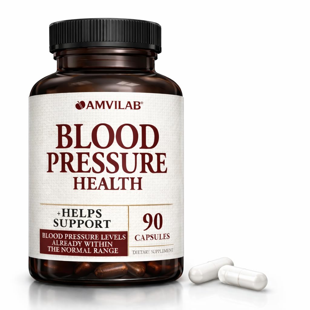 Blood Pressure Health - Helps Support Blood Pressure Levels - for Healthy Heart, Cholesterol & Cardio Support - Vitamins & Herbs - Non-GMO & Gluten Free - Dietary Supplement - 90 Capsules