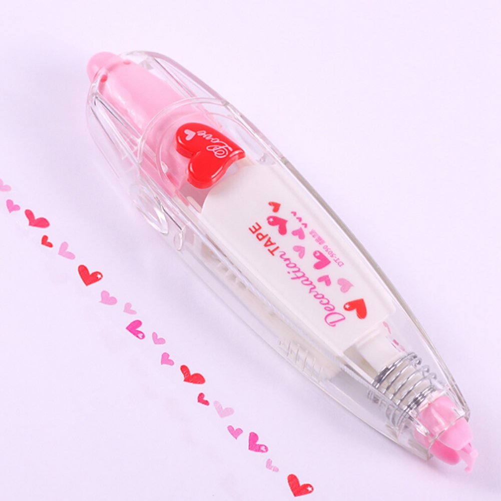 Smartcoco Pink Love Heart Out Tape Decorative Correction Tape for Diary Stationery