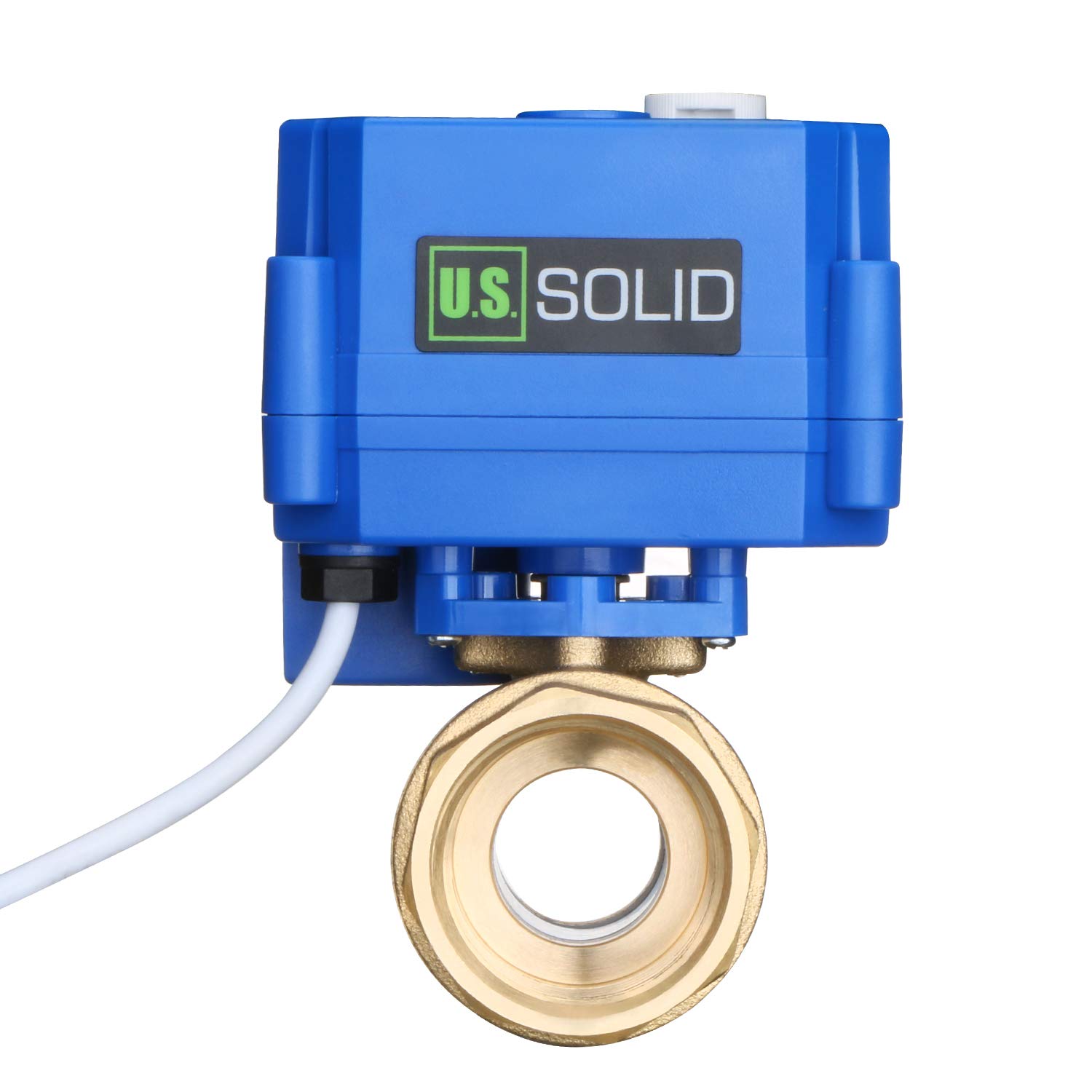 U.S. Solid Valvola a sfera motorizzata 1" elettrovalvola in ottone – Funzione manuale, 2 vie, 9-24V AC/DC, 2 fili, ritorno automatico, normalmente chiusa