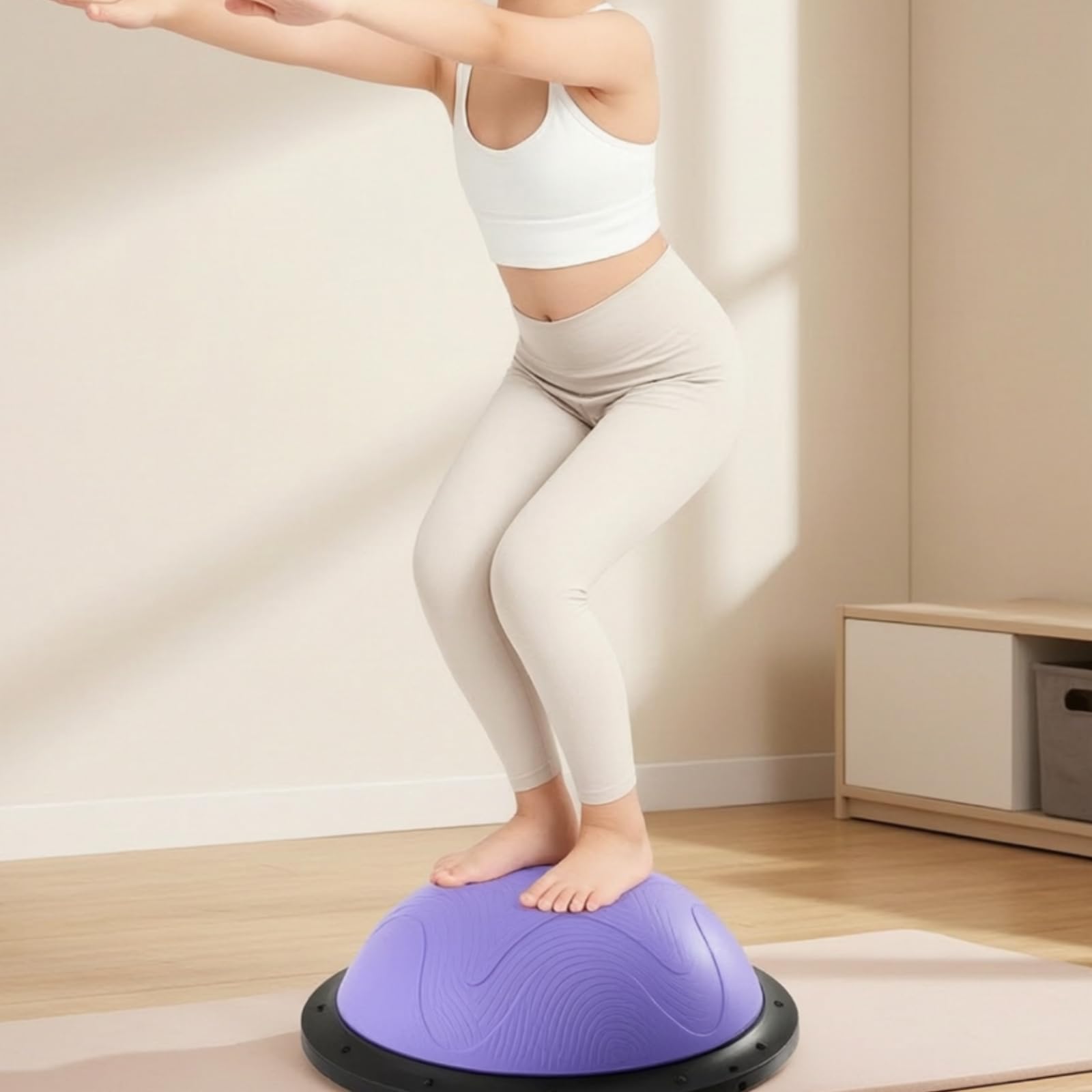 Semisfera Fitness con Pompa Versatile | Base Stabile Antiscivolo, Tavola per l'equilibrio con Semisfera, Robusta, Dome, Casa