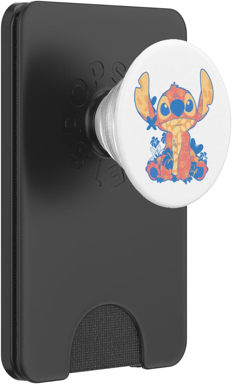 Disney Lilo & Stitch in Hawaiian Floral Print PopSockets PopWallet for MagSafe