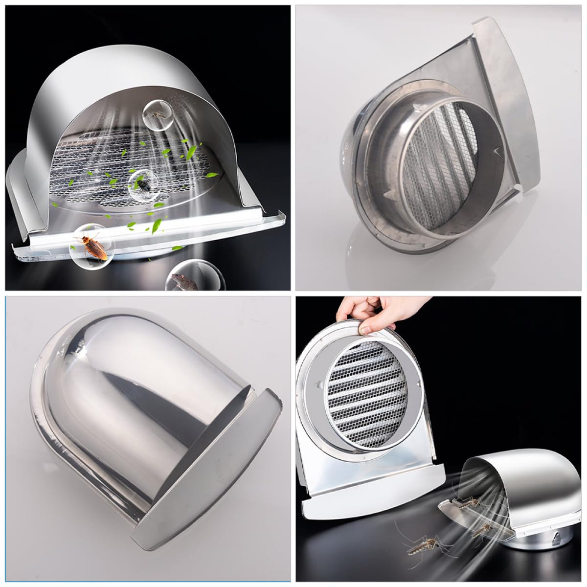Grille D’aération Murale U 150mm en Acier Inoxydable Argenté