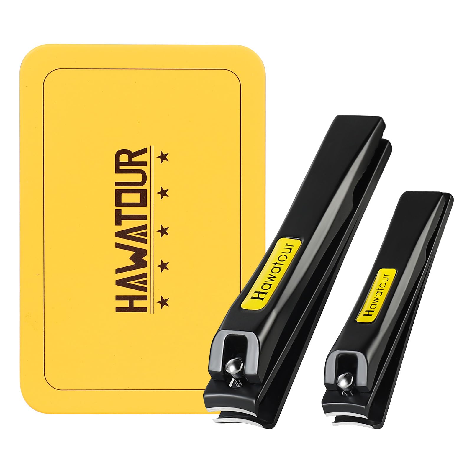 HAWATOUR Nail Clippers Set, Curved Stainless Steel Blade, Black