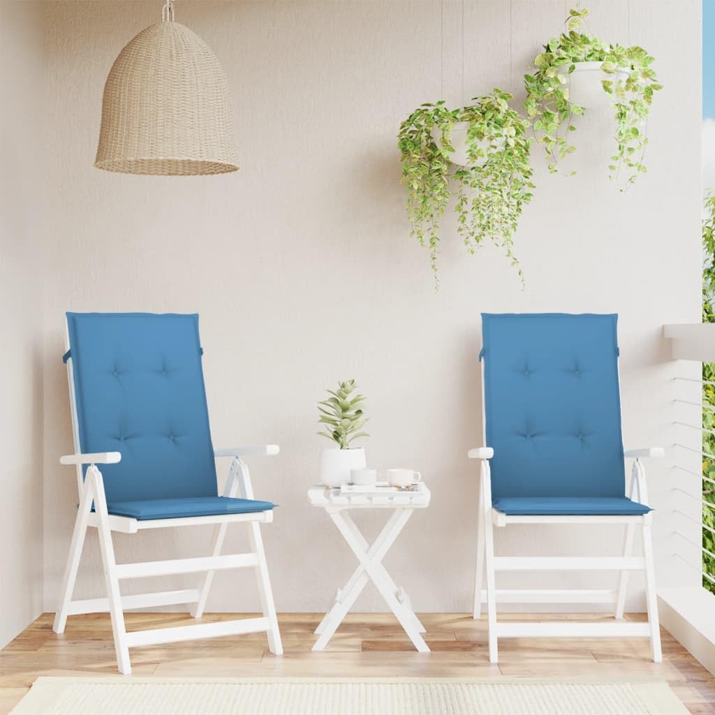 Set di 2 cuscini per sedia con schienale alto, blu melange, 120 x