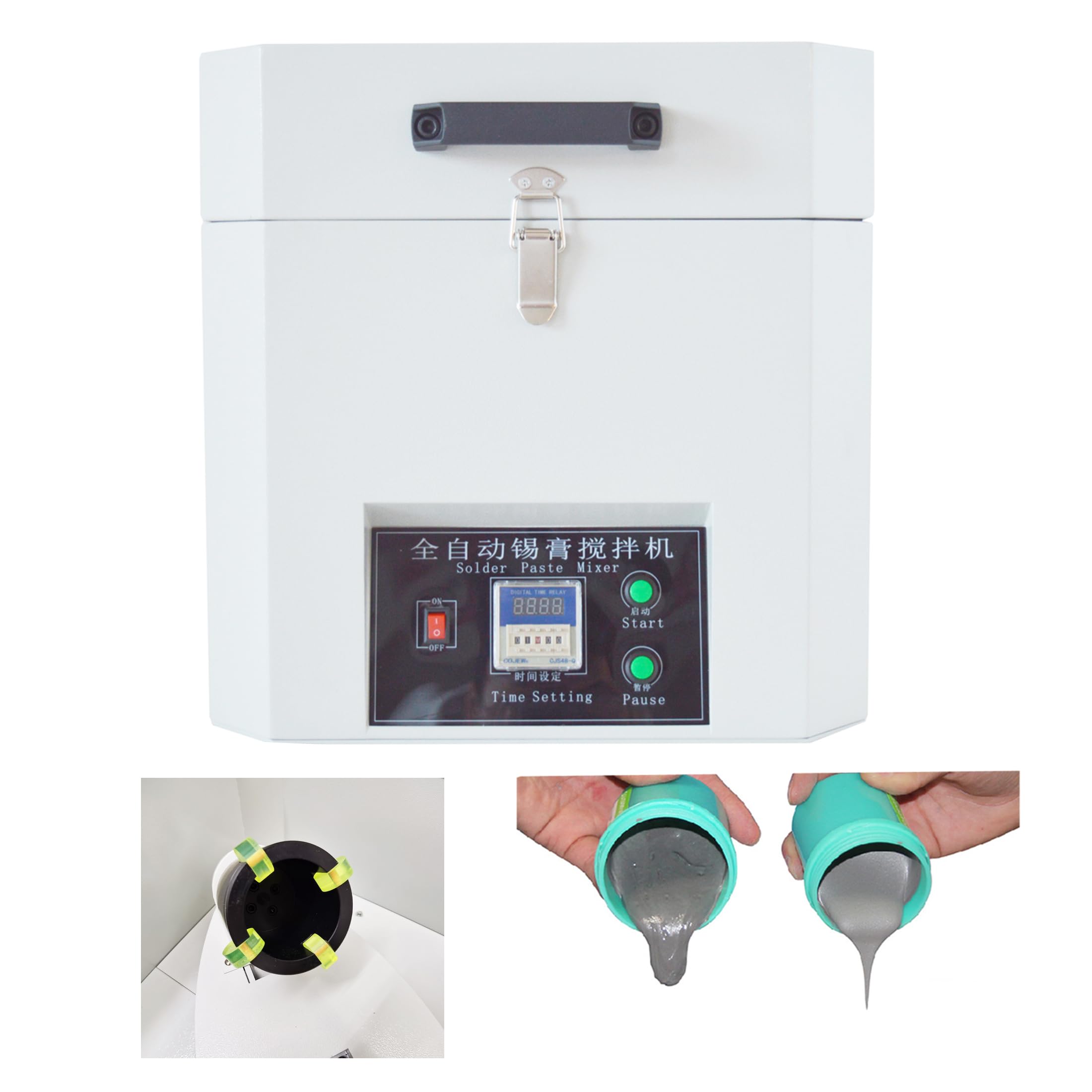 INTSUPERMAI Solder Paste Cream Mixer Automatic Sloder Paste Mixing Single Tank 1000ml SMT Tin Cream Mixing Equipment 1350 R/Min