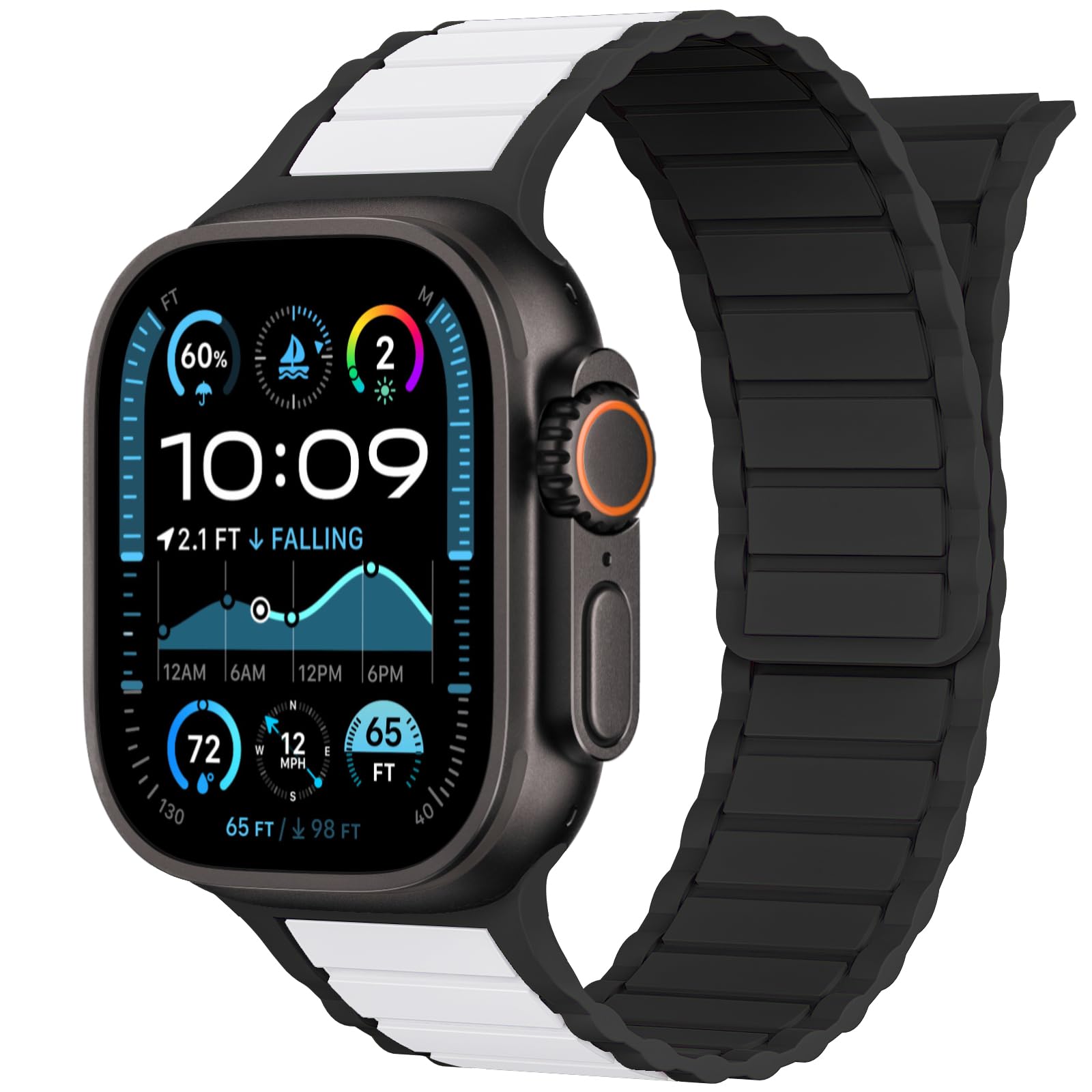 AIRPROCE Magnetic Link Solo Loop Sport Silicone Bands Compatible with Apple Watch Bands 40mm 41mm 42mm 44mm 45mm 46mm 49mm iWatch Ultra 2 Ultra SE