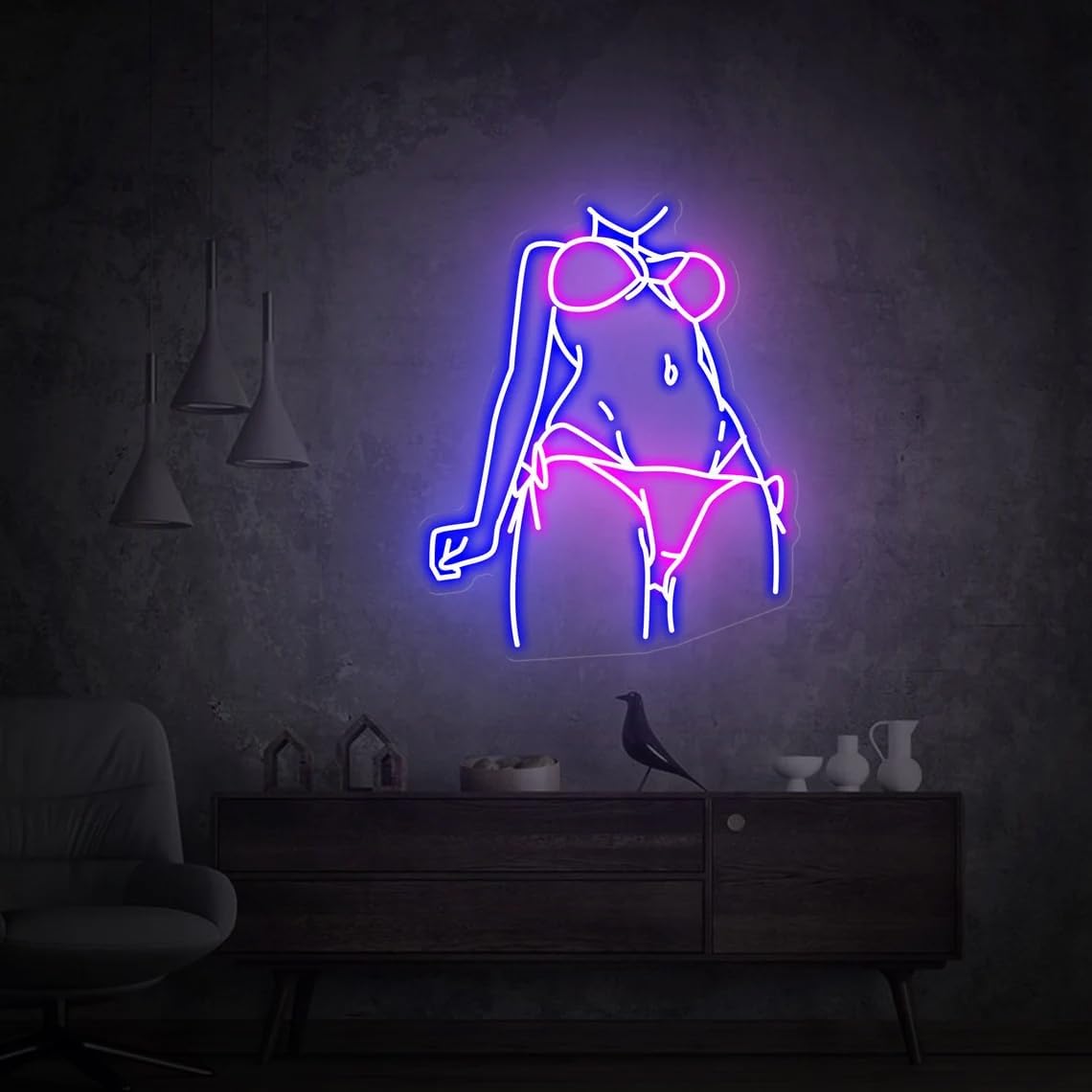 Warmthwish Woman Neon Sign Wall Decor Girl Sexy Body Neon Wall Decor Bedroom Decor Female Party Crazy Wall Decor Shop Beer Bar Nightclub Decor Gifts (16 inch, color 5)