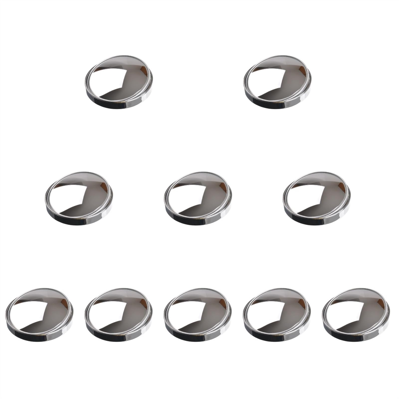 Vetro Specchio Specchietto Retrovisore Asivo Convesso Per Punto Cieco Con Grandangolo Regolabile - Accessori Per Specchietti Per Auto Da 75 Mm (argento) 10 Pezzi