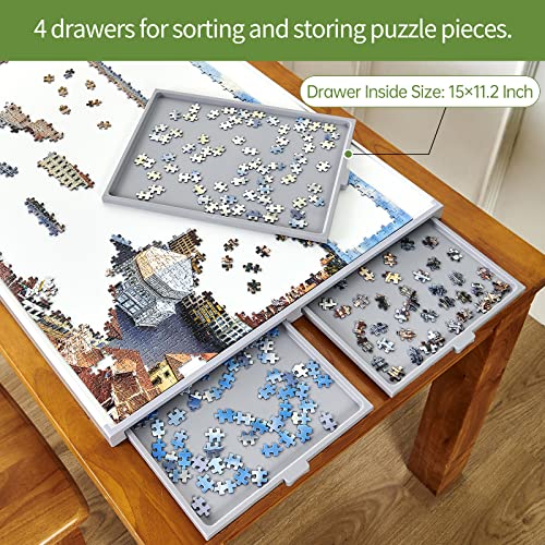 Industryclassics PTP-LS-DH-HB 1500 Piece Non-Wood Jigsaw Puzzle Board With Drawers And Felt Fabric Cover Mat, Portable Puzzle Table thumb #2