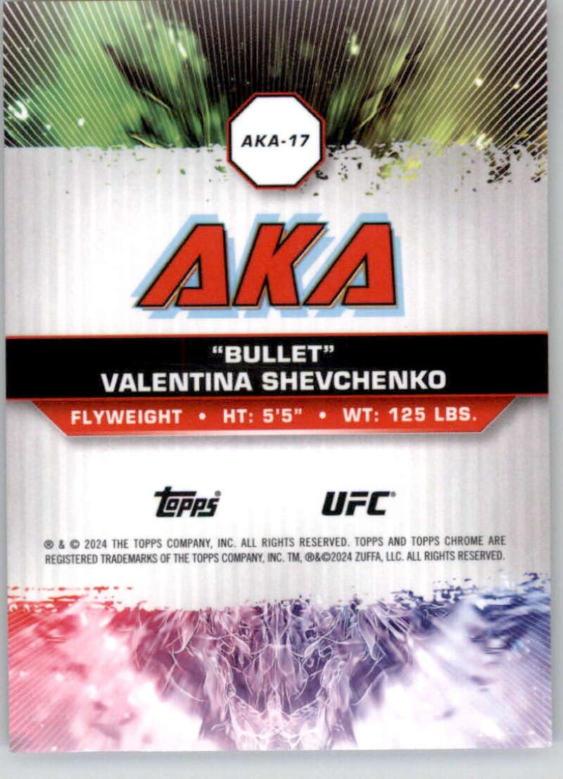 Amazon.com: 2024 Topps Chrome UFC AKA #AKA-17 Valentina Shevchenko