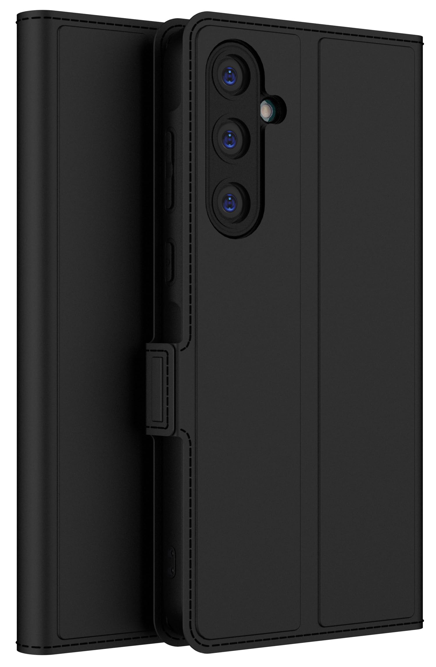 Kapa Noble Slim Magnetic Leather Flip Case Cover for Samsung Galaxy A55 (5G) | Card Holder Stand Flip Wallet Case (Black)