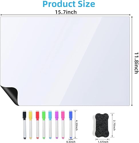 Miniatura 3 de Pizarra blanca magnética de borrado en seco para refrigerador, paquete de 2 pizarras blancas para refrigerador de 16 x 12 pulgadas, pizarra