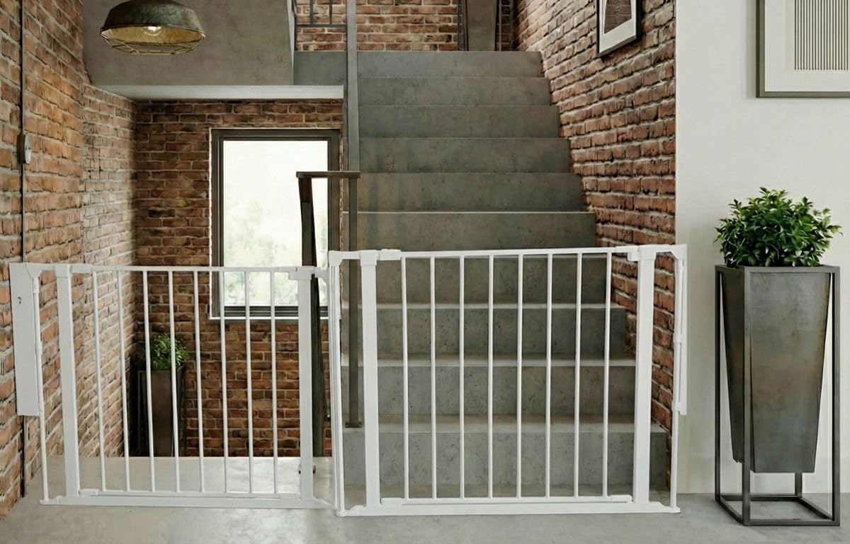 Safetots Two Door Multi Panel Stair Gate, White, Up to 187cm — image 1