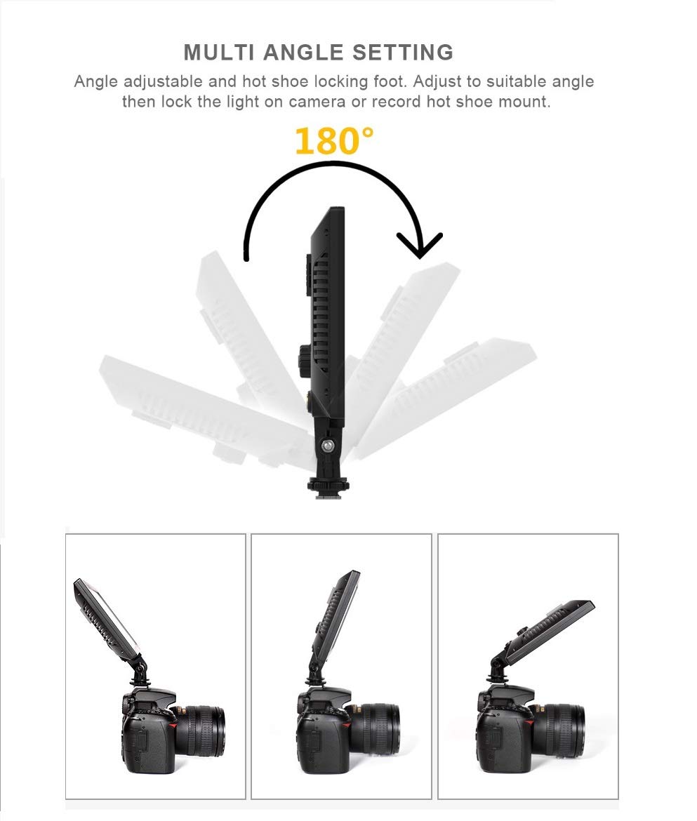 Pixel P20 Caméra/Vidéo Lampe éclairage Professionnel pour Caméra Caméscope | Éclairage Vidéo Commutable Entre la Lumière Douce et Lumière Directe 3200K~ 5600K