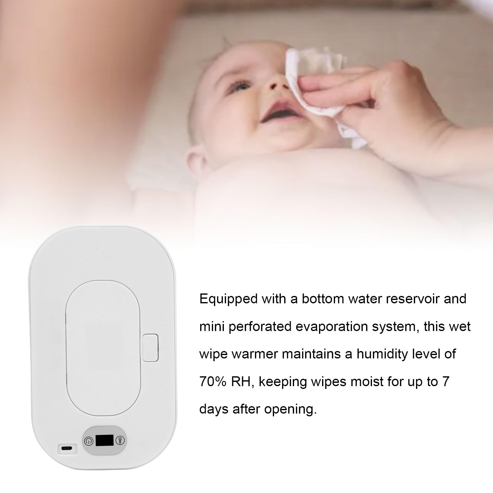 Wischwärmer, USB-Betrieben, tragbar, Schnell und Gleichmäßig Erhitzend, Feuchttücher-Heizung für Zuhause, Auto, Outdoor, Babypflege, ABS-Material, 200 x 120 x 98 mm (Anpassung der Weißtemperatur)