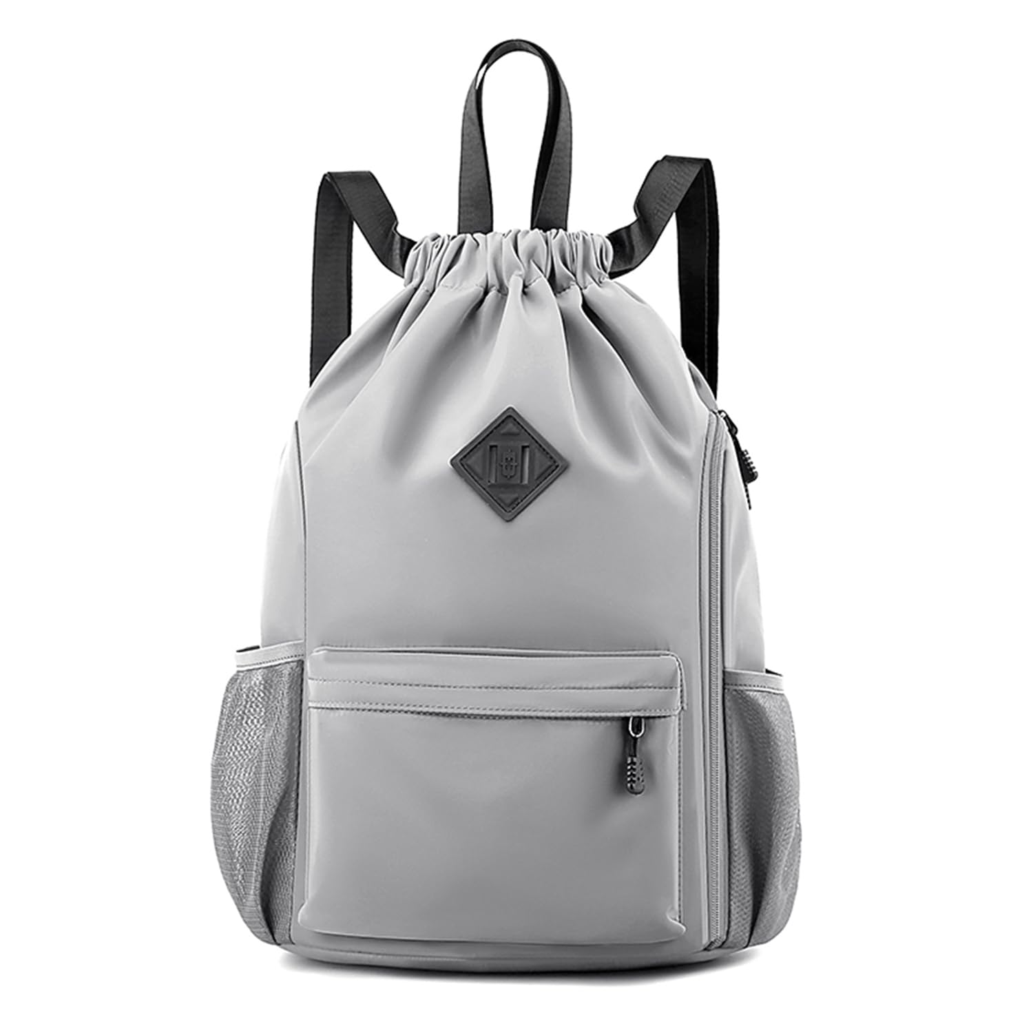 Drawstring Backpack Water Resistant Sport Bag Gym Sack bag with Shoe Compartment Side Mesh Pockets for Women Men