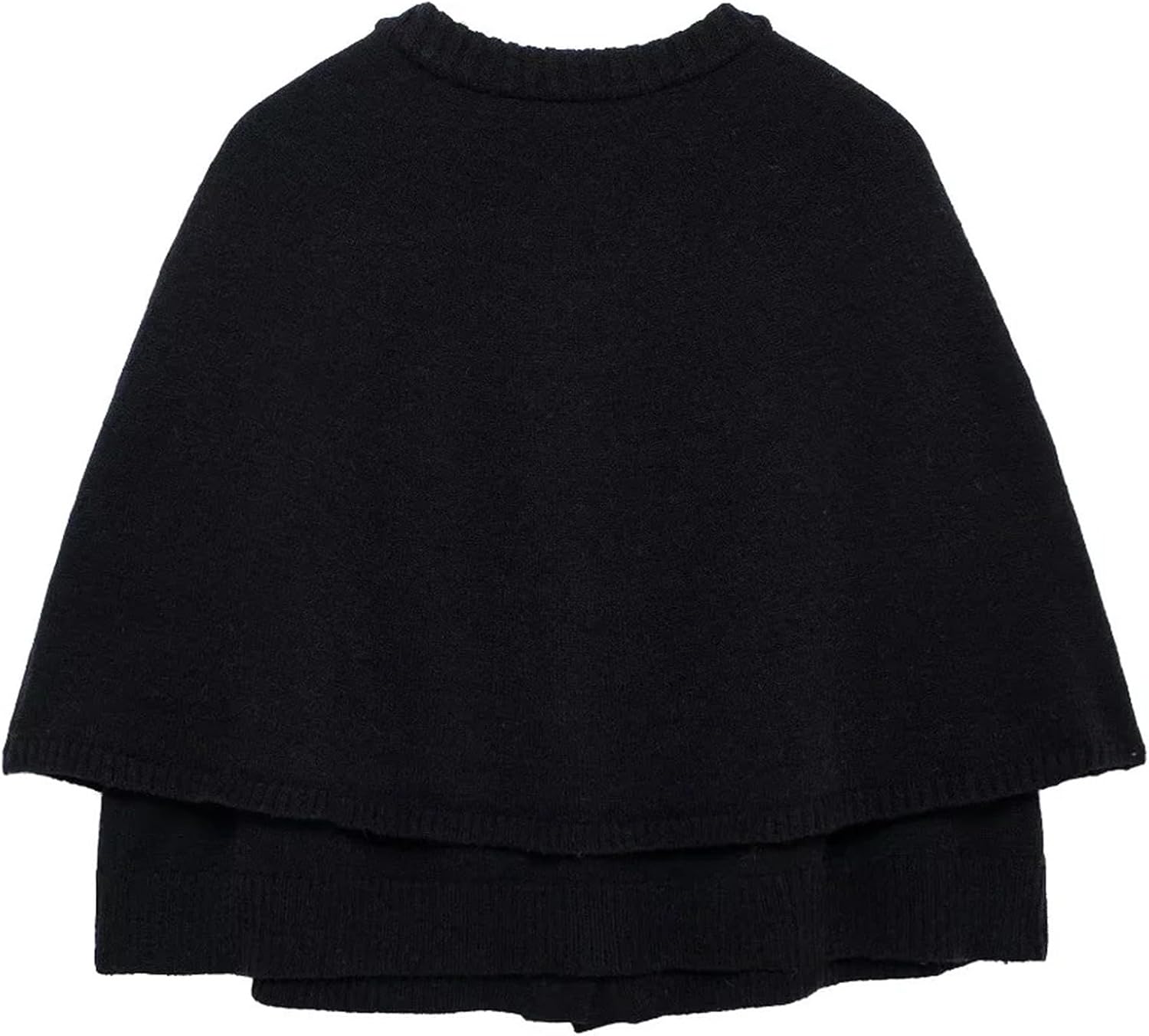 HOULENGS Women's Round Neck Shawl Cardigan Sweater Casual Button Down Cropped Knit Cape Coat Fall Trendy Sweater Jacket