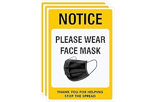 Face Mask Required Sign Decals : Pack of 03 Wear Face Mask...