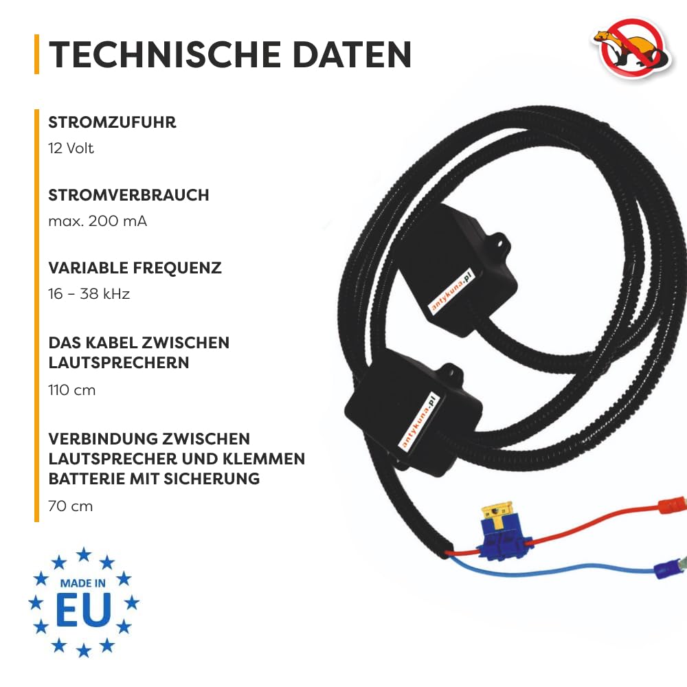 Light&Flash Marderschutz für Auto | Schutz von 2 Seiten des Motors | Energieversorgung / 12 V Stromausgang | Ultraschall Nagetierabwehr