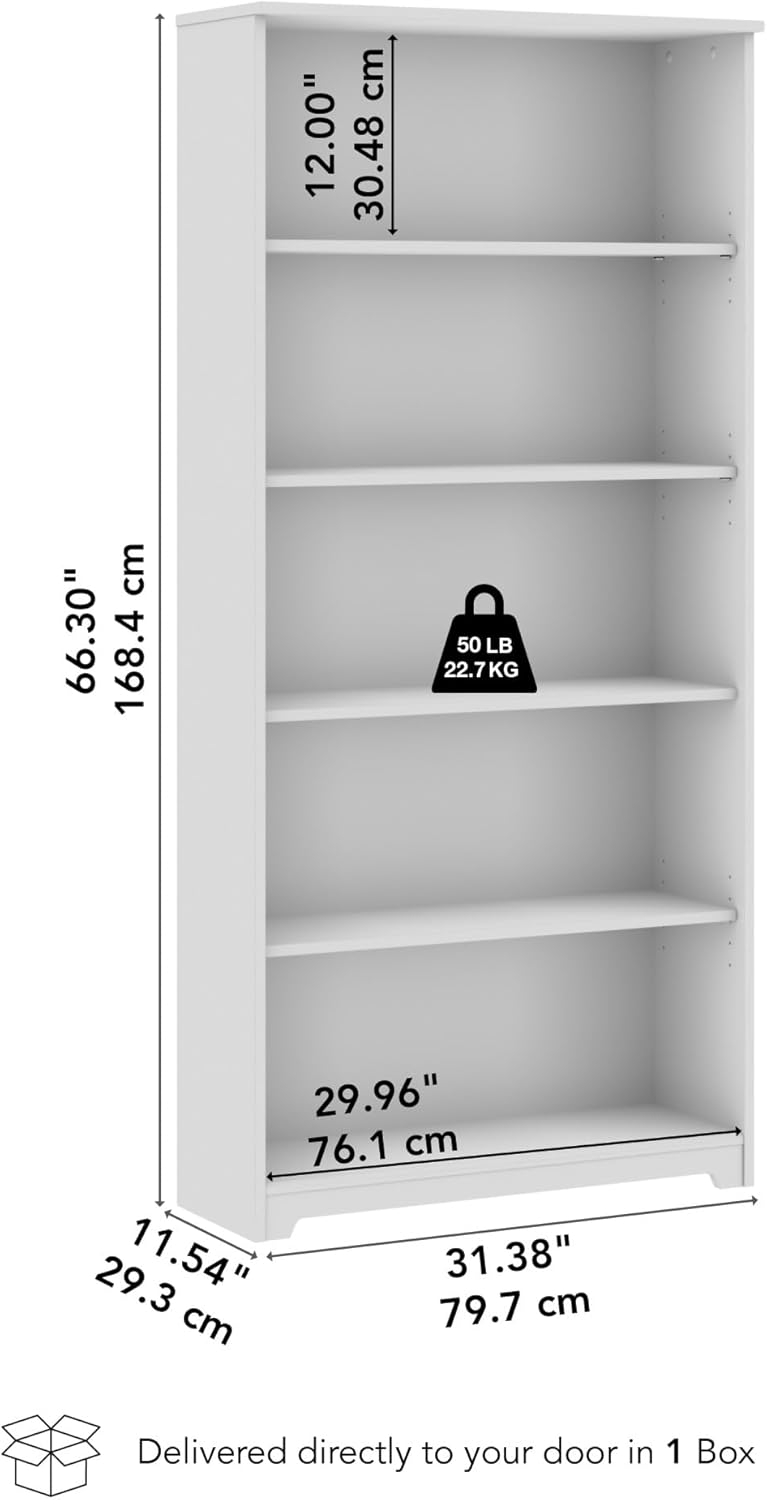 Bush Home Tall 5 Shelf Bookcase, Large Open Bookshelf, Sturdy Display Cabinet for Living Room or Home Office, Cabot Collection, Espresso Oak - Image 3