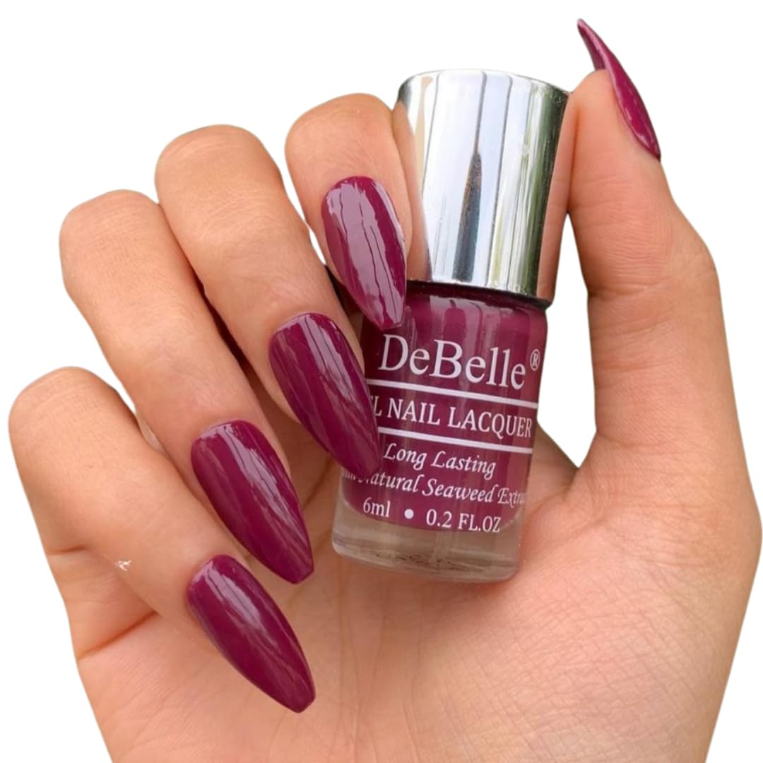 DeBelle Gel Nail Polish Carolyn Charisma (Dark Majenta Nail Paint), 6ml | Non UV - Creme Finish | Seaweed Enriched Formula | Long Lasting Nail Paint | Cruelty & Toxic Free |-image-26