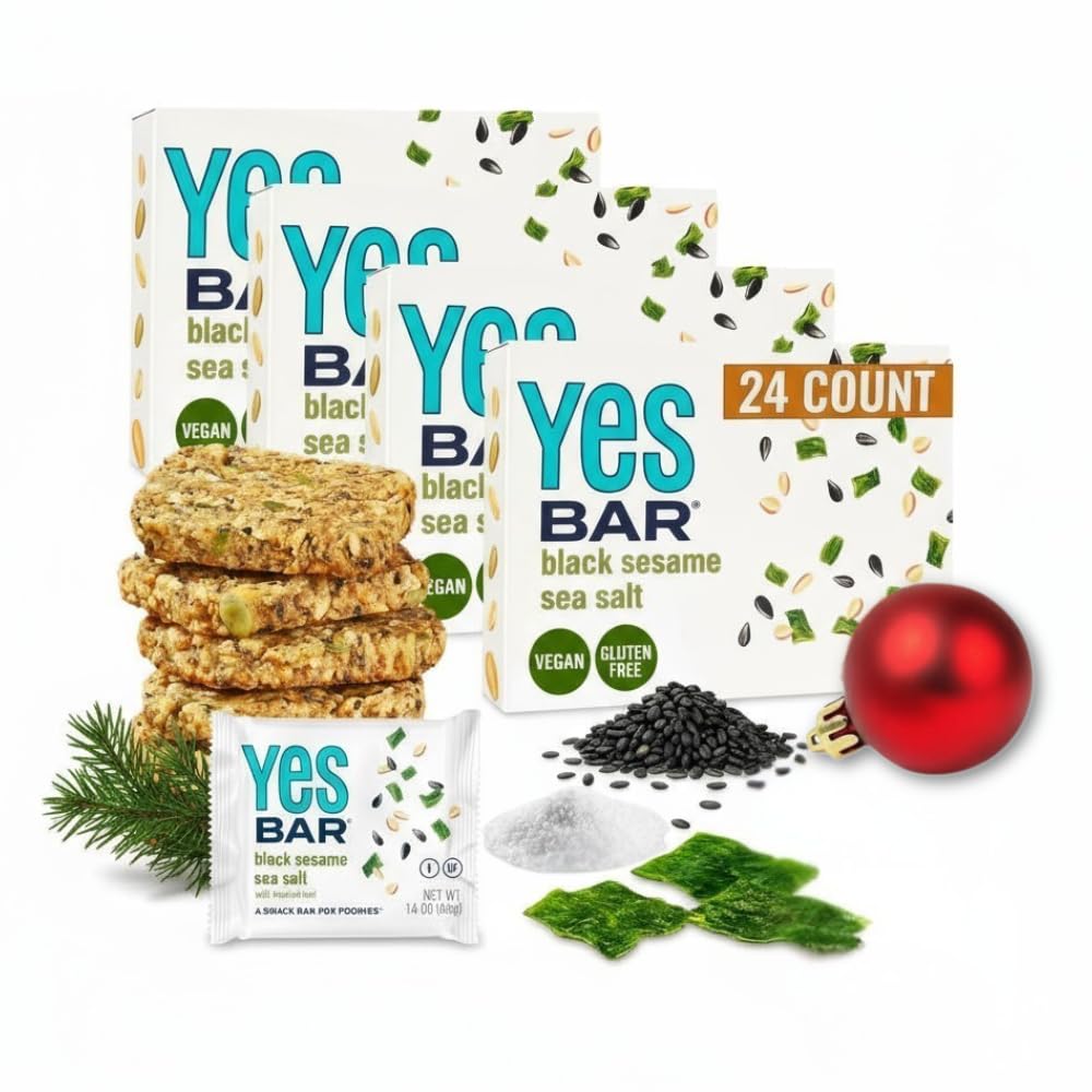 The YES Bar – Black Sesame Sea Salt – Plant Based Protein, Decadent Snack Bar – Vegan, Paleo, Gluten Free, Dairy Free, Low Sugar, Healthy Snack, Breakfast, Low Carb, Keto Friendly (24 Count)