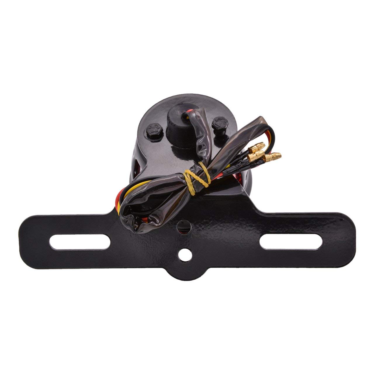 KaTur Supporto per targa in stile vintage con luce rotonda posteriore con scritta Stop fanale del freno per H arley B obber C hopper H onda Y amaha S uzuki K awasaki