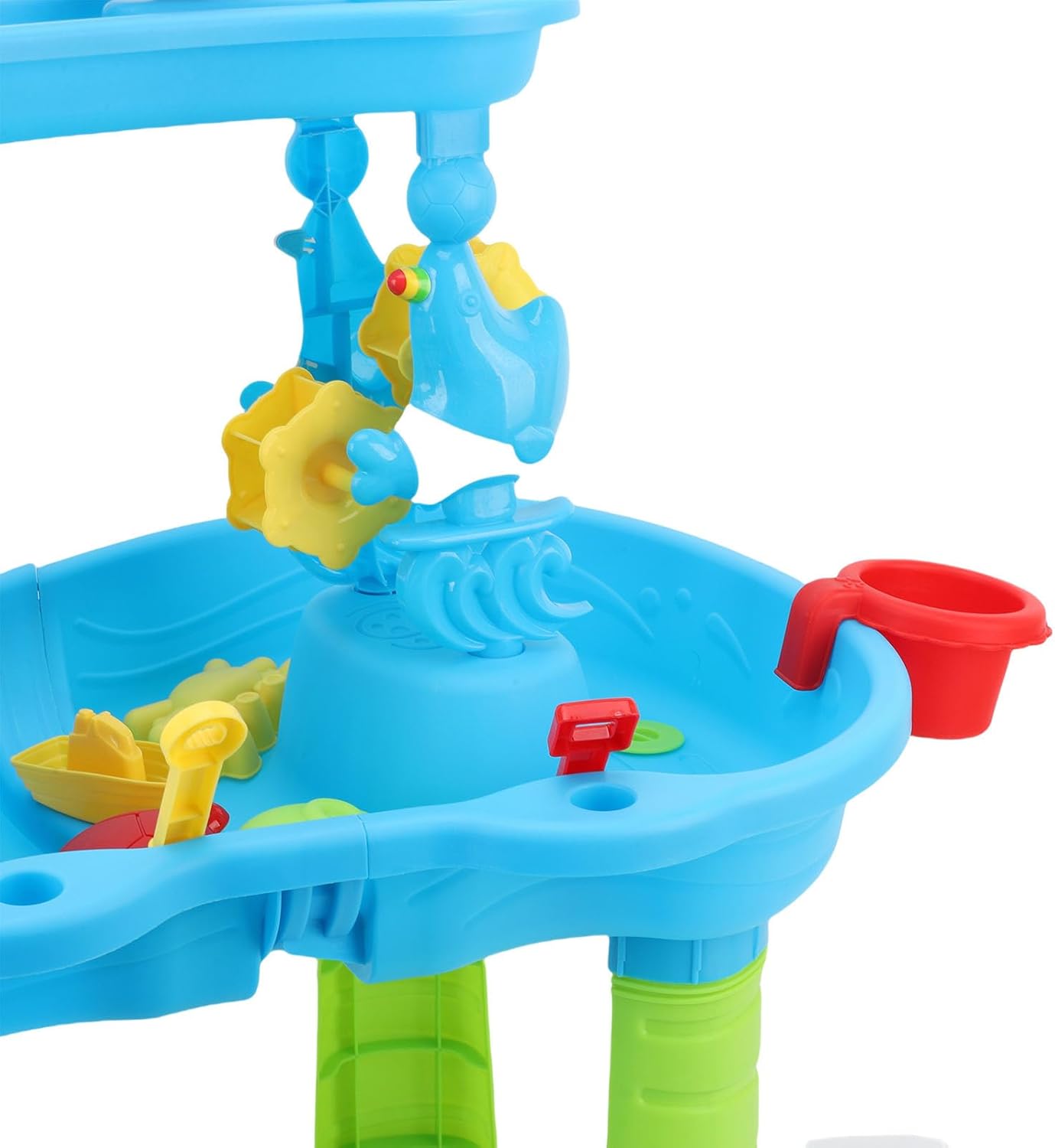 Alomejor Toddler Water Table, 3 Tier with Chair, Plastic Multi Functional Toy for Beach Yard Kindergarten