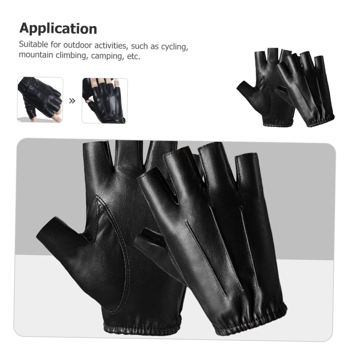 Mipcase Guanti Da Ciclismo A Mezze Dita Guanti Da Bici Da Pesca Senza Dita In Pizzo Da Fitness In Cashmere Da Fitness In Pelle Coprimani Sportivi Neri