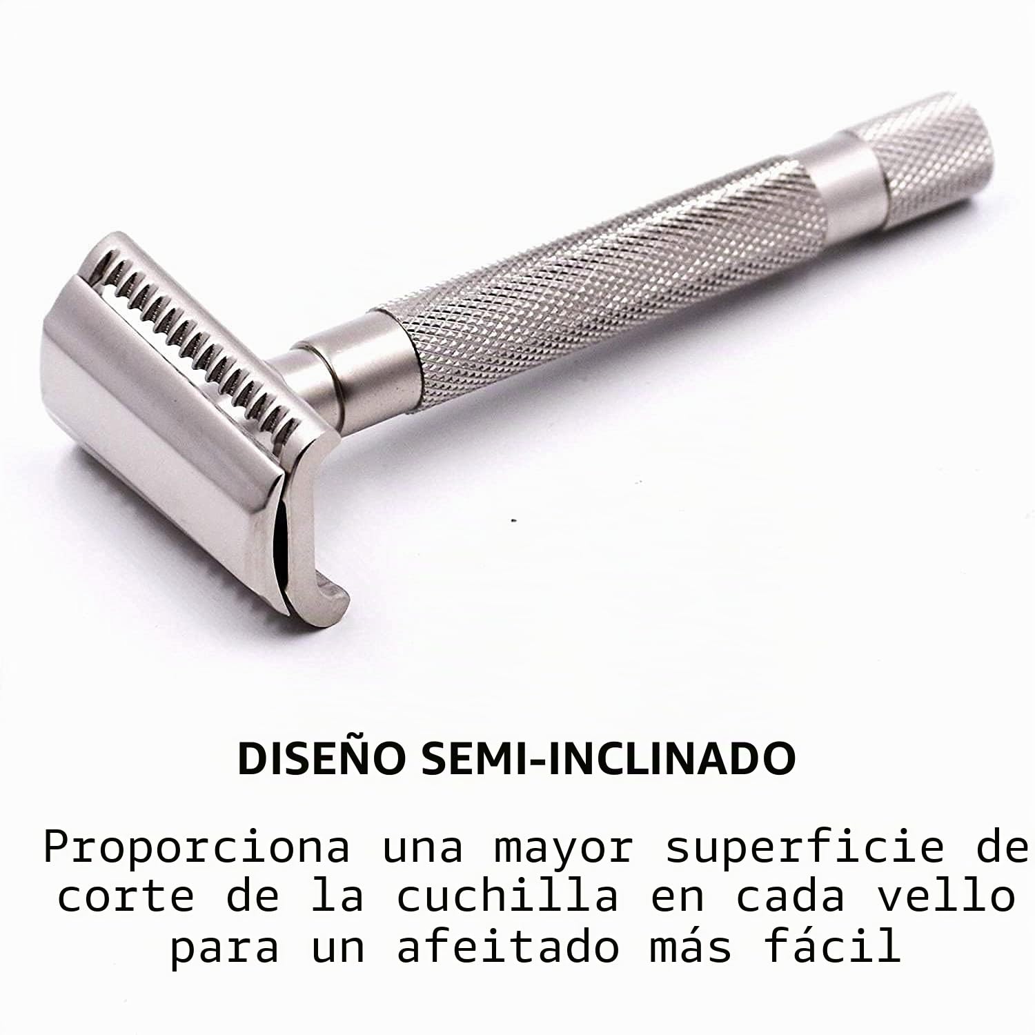 Parker - Maquinilla de afeitar semiinclinada de seguridad, acabado en oro rosa, elegante para piel sensible, cabeza inclinada + 5 cuchillas Parker para resultados suaves