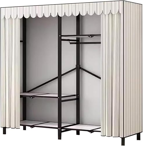 Miniatura 24 de Armarios grandes Armario plegable con cubierta de tela Armario de ropa Armario portátil Armario de metal con marco de hierro Armarios para