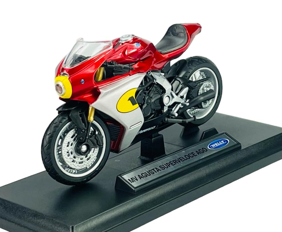 Generisch Welly Modello Moto Compatibile con MV Agusta Superveloce Ago Rosso Con Base 1:18 1/18 Metallo Modello Moto Il Cast Nuovo In Scatola 12862