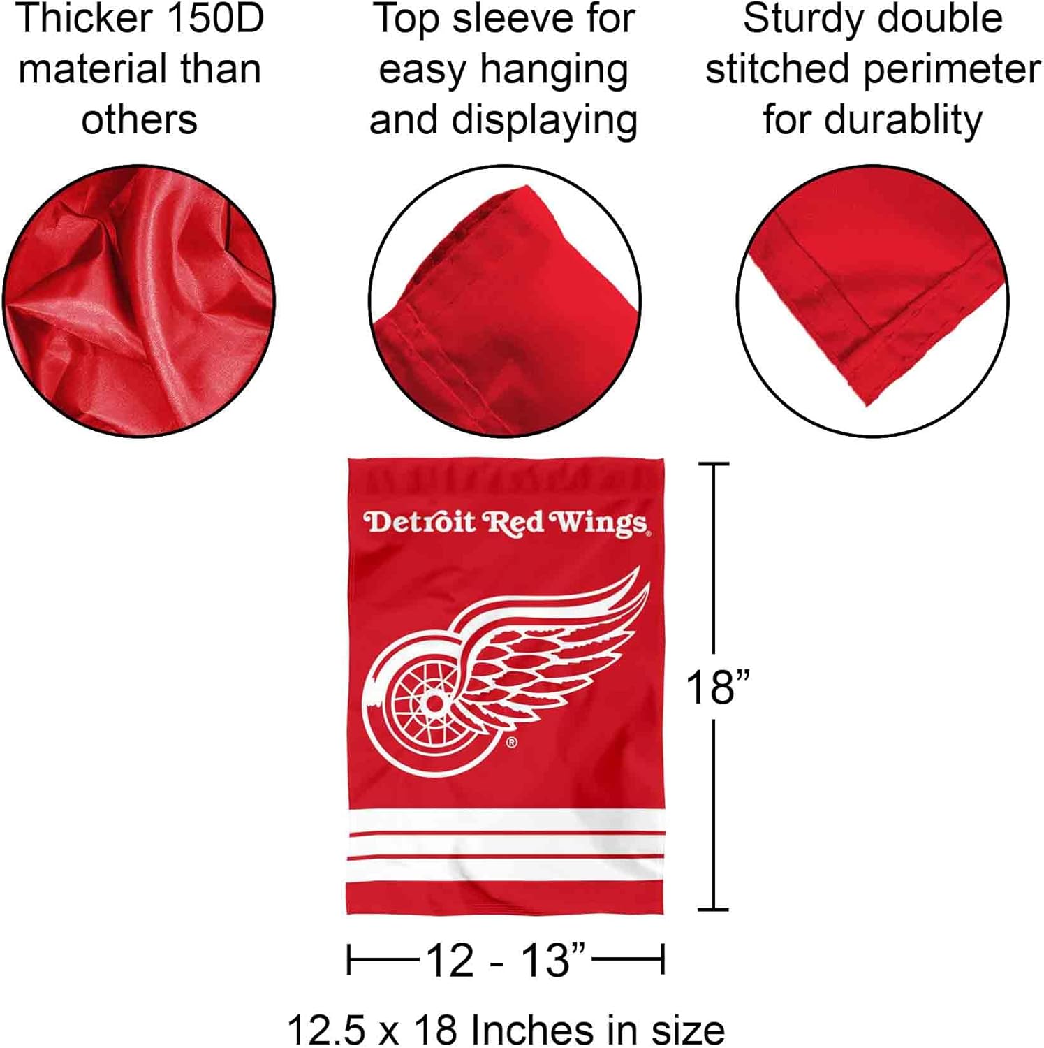 Detroit Red Wings Double Sided Garden Flag - Image 3