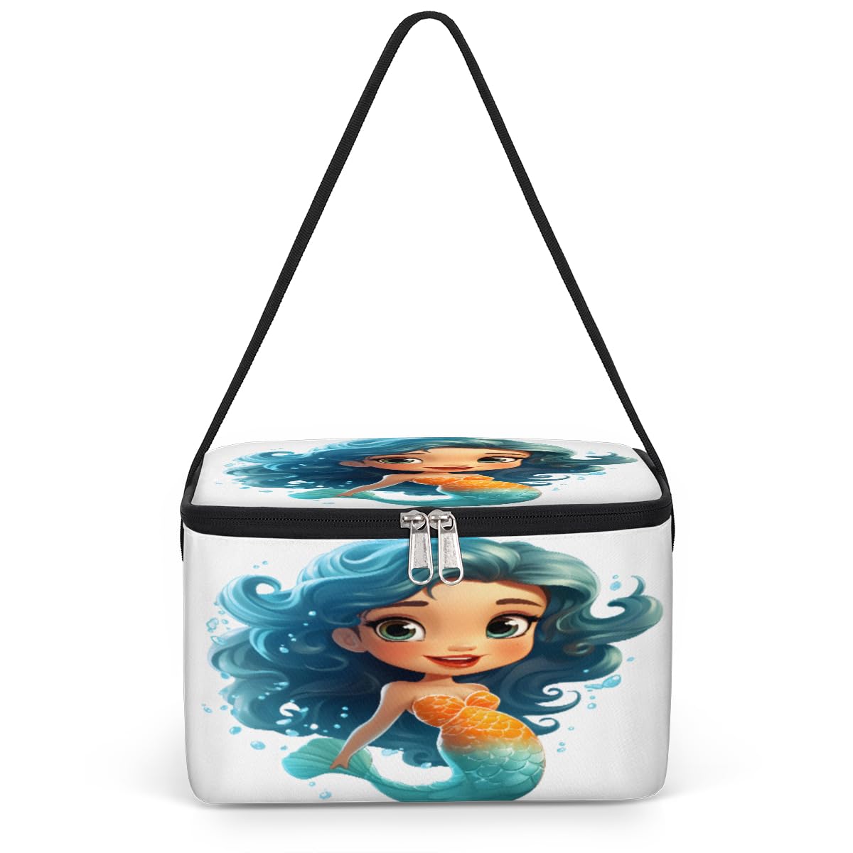 GzLeyigou Mermaid Lunch Bags for Women Men 9 Cans, Hot & Cold Food Delivery Bag Insulated Grocery Bag Insulated Lunch Box Cartoon Cooler Bag for Office Work Picnic Beach