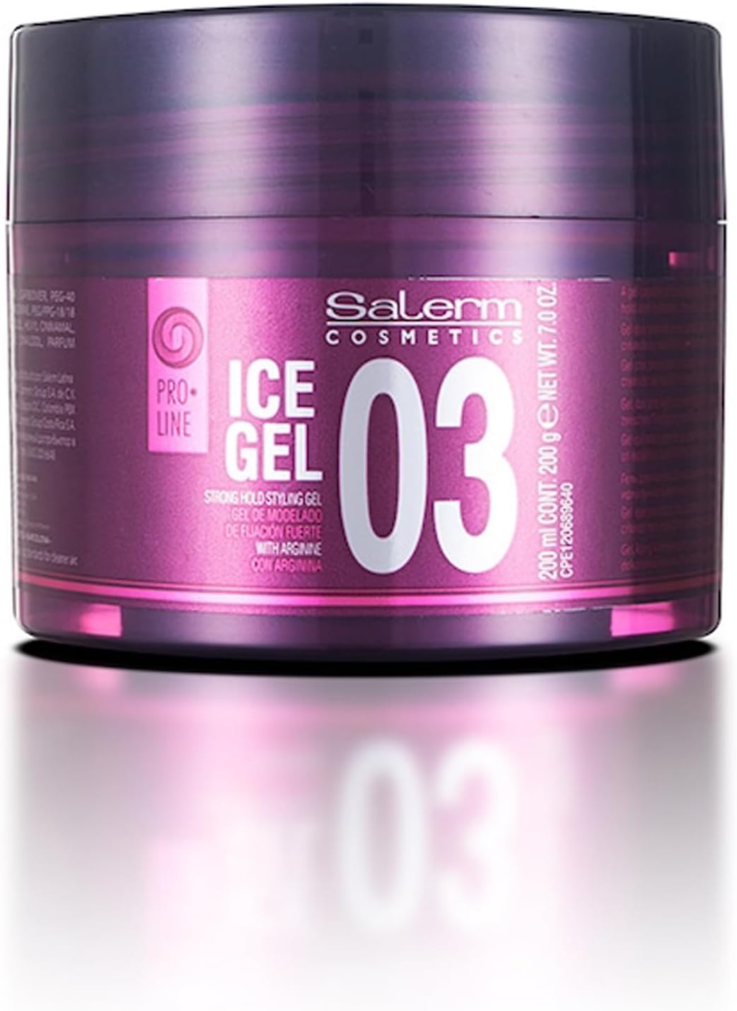 SALERM – Gel Fijador para el Pelo – Ice Gel 03-200 ml – Fijación Fuerte – Gel Efecto Mojado – Fijación e Hidratación del Cabello – con Arginina – Fortalece la Fibra Capilar