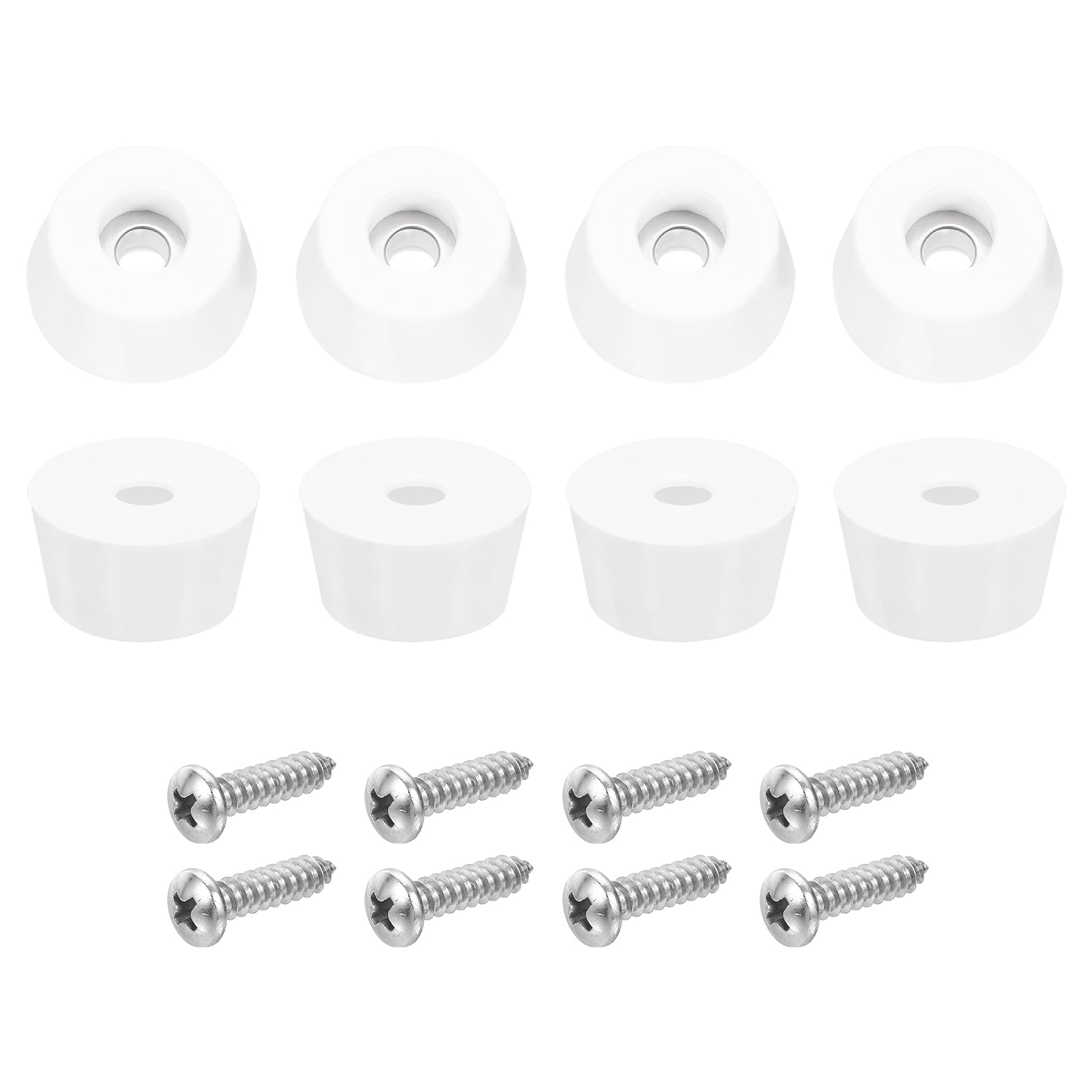 uxcell 8Pcs Rubber Bumper Feet, 13mm H x 24mm W Round Pads with Stainless Steel Washer and Screws for Furniture Appliances, Electronics